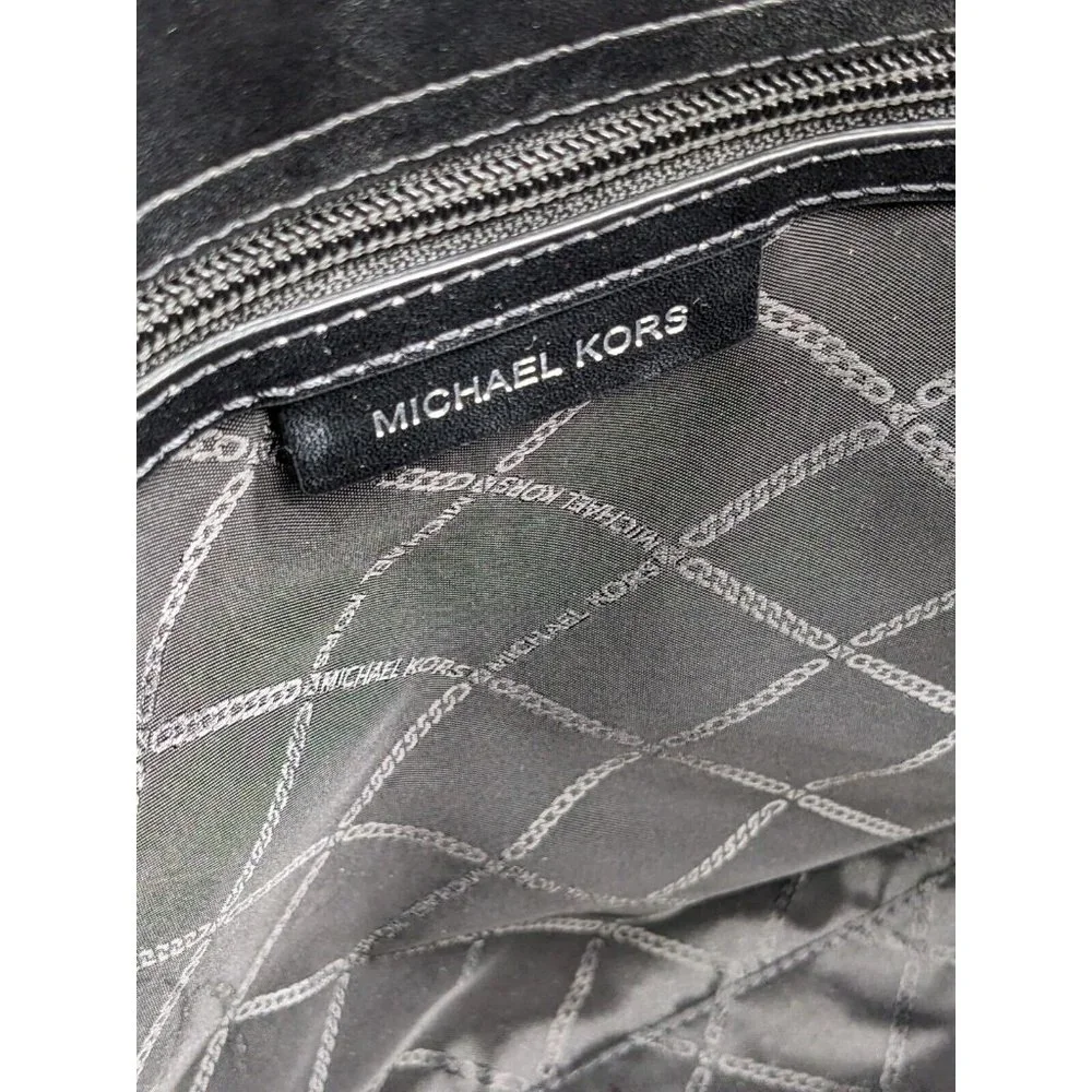 MICHAEL KORS Holly Signature logo print faux-leather large tote -BLACK
